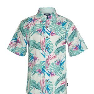 NWT XL (18/20)US Univibe Big Boys Morning Flower Print Short Sleeve Woven Shirt